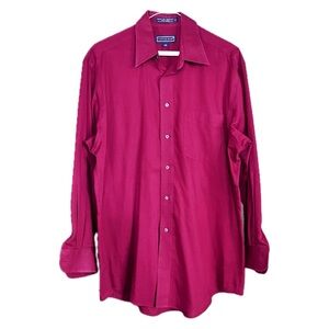 Savile Row Magenta Long Sleeve Dress Shirt Button Up Broadcloth Size 16-32/33